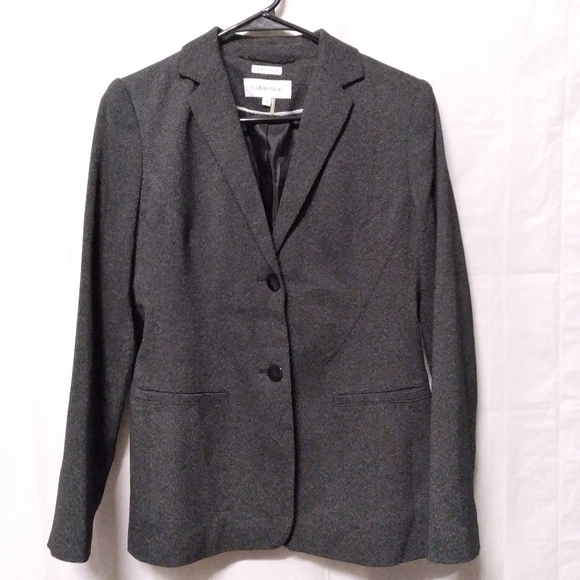 Calvin Klein Stretch Blazer Suit Jacket Dark Gray 2 Button Notch Lapel Size 4 - Picture 1 of 9